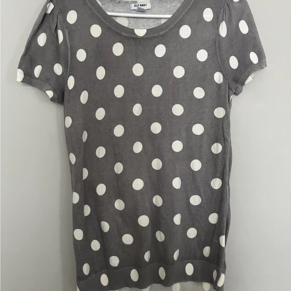 Old Navy Gray Polka Dot Women's Top size small short sleeve sweater